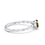 Solitaire Twisted Oval Wedding Ring Simulated Cubic Zirconia 925 Sterling Silver