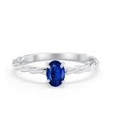 Solitaire Twisted Oval Wedding Ring Simulated Cubic Zirconia 925 Sterling Silver