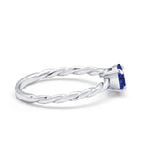 Solitaire Twisted Oval Wedding Ring Simulated Cubic Zirconia 925 Sterling Silver