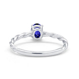 Solitaire Twisted Oval Wedding Ring Simulated Cubic Zirconia 925 Sterling Silver