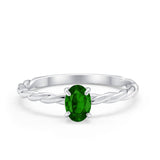 Solitaire Twisted Oval Wedding Ring Simulated Cubic Zirconia 925 Sterling Silver