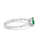 Solitaire Twisted Oval Wedding Ring Simulated Cubic Zirconia 925 Sterling Silver