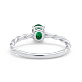 Solitaire Twisted Oval Wedding Ring Simulated Cubic Zirconia 925 Sterling Silver