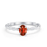 Solitaire Twisted Oval Wedding Ring Simulated Cubic Zirconia 925 Sterling Silver