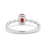 Solitaire Twisted Oval Wedding Ring Simulated Cubic Zirconia 925 Sterling Silver
