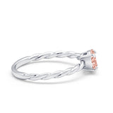 Solitaire Twisted Oval Wedding Ring Simulated Cubic Zirconia 925 Sterling Silver