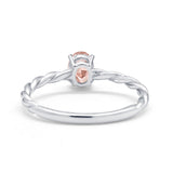 Solitaire Twisted Oval Wedding Ring Simulated Cubic Zirconia 925 Sterling Silver
