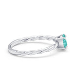 Solitaire Twisted Oval Wedding Ring Simulated Cubic Zirconia 925 Sterling Silver