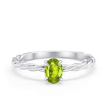 Solitaire Twisted Oval Wedding Ring Simulated Cubic Zirconia 925 Sterling Silver