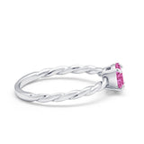 Solitaire Twisted Oval Wedding Ring Simulated Cubic Zirconia 925 Sterling Silver