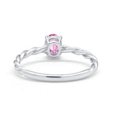 Solitaire Twisted Oval Wedding Ring Simulated Cubic Zirconia 925 Sterling Silver