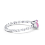 Solitaire Twisted Oval Wedding Ring Simulated Cubic Zirconia 925 Sterling Silver