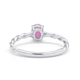 Solitaire Twisted Oval Wedding Ring Simulated Cubic Zirconia 925 Sterling Silver
