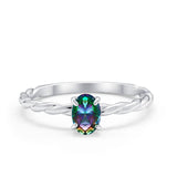 Solitaire Twisted Oval Wedding Ring Simulated Cubic Zirconia 925 Sterling Silver