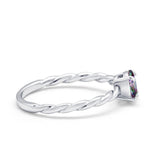 Solitaire Twisted Oval Wedding Ring Simulated Cubic Zirconia 925 Sterling Silver