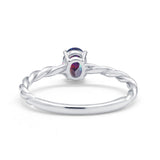 Solitaire Twisted Oval Wedding Ring Simulated Cubic Zirconia 925 Sterling Silver
