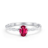 Solitaire Twisted Oval Wedding Ring Simulated Cubic Zirconia 925 Sterling Silver