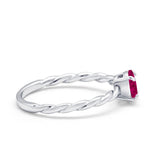 Solitaire Twisted Oval Wedding Ring Simulated Cubic Zirconia 925 Sterling Silver