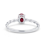 Solitaire Twisted Oval Wedding Ring Simulated Cubic Zirconia 925 Sterling Silver