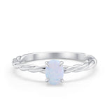Solitaire Twisted Oval Wedding Ring Simulated Cubic Zirconia 925 Sterling Silver
