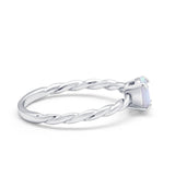 Solitaire Twisted Oval Wedding Ring Simulated Cubic Zirconia 925 Sterling Silver