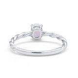 Solitaire Twisted Oval Wedding Ring Simulated Cubic Zirconia 925 Sterling Silver