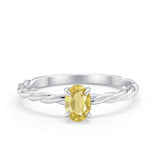 Solitaire Twisted Oval Wedding Ring Simulated Cubic Zirconia 925 Sterling Silver