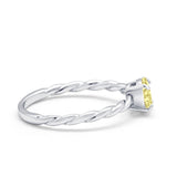 Solitaire Twisted Oval Wedding Ring Simulated Cubic Zirconia 925 Sterling Silver