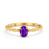 Solitaire Twisted Oval Wedding Ring Simulated Cubic Zirconia 925 Sterling Silver