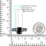 Art Deco Twisted Shank Infinity Emerald Cut Simulated Cubic Zirconia 925 Sterling Silver