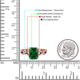 Art Deco Twisted Shank Infinity Emerald Cut Simulated Cubic Zirconia 925 Sterling Silver