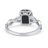 Art Deco Twisted Shank Infinity Emerald Cut Simulated Cubic Zirconia 925 Sterling Silver