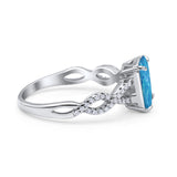 Art Deco Twisted Shank Infinity Emerald Cut Simulated Cubic Zirconia 925 Sterling Silver