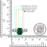 Art Deco Twisted Shank Infinity Emerald Cut Simulated Cubic Zirconia 925 Sterling Silver