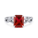 Art Deco Twisted Shank Infinity Emerald Cut Simulated Cubic Zirconia 925 Sterling Silver