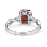Art Deco Twisted Shank Infinity Emerald Cut Simulated Cubic Zirconia 925 Sterling Silver