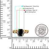 Art Deco Twisted Shank Infinity Emerald Cut Simulated Cubic Zirconia 925 Sterling Silver