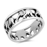 8mm Elephant Band Solid 925 Sterling Silver Elephant Ring Band Plain Simple Elephant Band Ring Elephant Wisdom Gift Elephant Jewelry - Blue Apple Jewelry