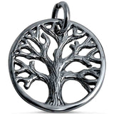 Black Gold Solid 925 Sterling Silver 14mm Round Tree Of Life Pendant Charm For Necklace Tree of Life Jewelry Collection Spiritual Gift - Blue Apple Jewelry