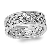 Celtic Band Ring Solid 925 Sterling Silver 8mm Plain Simple Men Women Unisex His Hers Wedding Engagement Anniversary Band Celtic Jewelry - Blue Apple Jewelry