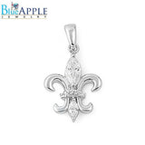 18 mm Fleur De Lis Pendant Marquise CZ 925 Sterling Silver