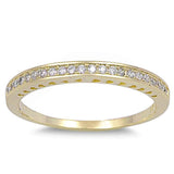 2mm Yellow Gold over 925 Sterling Silver Round White Topaz CZ Half Eternity Wedding Engagement Anniversary Band Ring Matching Band - Blue Apple Jewelry