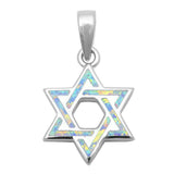 White Opal Star Of David Jewish Star Pendant Charm Solid 925 Sterling Silver - Blue Apple Jewelry