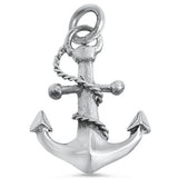 Rope Anchor Pendant Anchor Swirl rope 16mm Plain Simple pendant Charm Solid 925 Sterling Silver Beach anchor Anchor Sailing Jewelry Gift - Blue Apple Jewelry