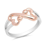 Infinity Ring Infinity Heart Ring Split Shank 2 Tone Two Tone Rose Gold Sterling Silver Ball Simple Plain Infinity Ring Love Valentines Gift - Blue Apple Jewelry