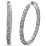 New Design 34mm Hoop Earrings Solid 925 Sterling Silver Micro Pave Round CZ Full Eternity Hoop Earring