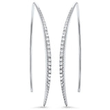 New Design 35mm Threader Hoop Earrings Solid 925 Sterling Silver Micro Pave Round White Clear CZ Half Eternity Hoop Earring April Stone
