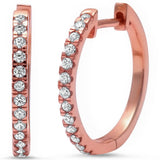 20mm Full Hoop Earrings Rose Tone, Simulated CZ Solid 925 Sterling Silver