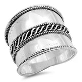 Bali 19mm Wide Bali Ring Band Solid 925 Sterling Silver Braided Twisted Rope Cable Oxidized Antique Finish Simple Bali Band Bali Jewelry - Blue Apple Jewelry