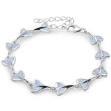 White Opal Fishy Whale Tail Bracelet Solid 925 Sterling Silver 8.5" Lab White Opal Bracelet Every Day White Opal Whale Tail Jewelry Gift - Blue Apple Jewelry